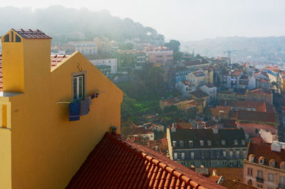 High angle view of townscape against sky