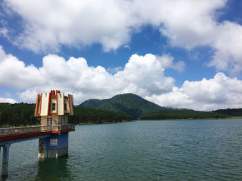 Scenic view of lake against sky