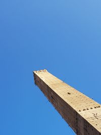 Low angle view of building against clear blue sky