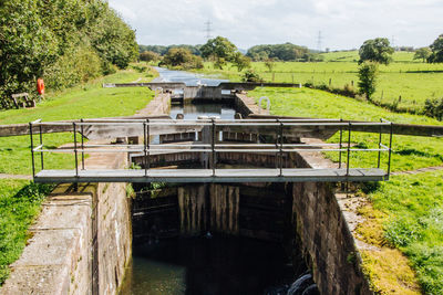 Scenic view of canal lock 