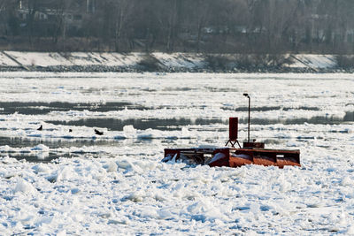 Scenic view of frozen lake during winter