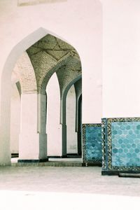 View of historic mosque with turquoise ornament in bukhara uzbekistan 