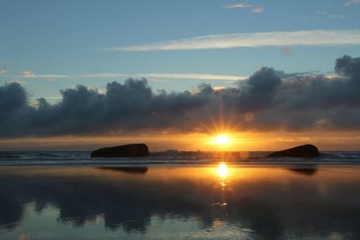 Scenic view of sea against sky during sunset