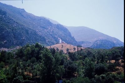 Scenic view of mountains against clear sky