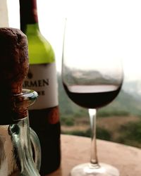 Close-up of wine glass on table