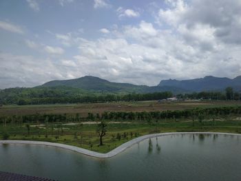 Scenic view of lake against sky