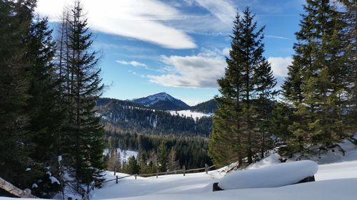 Scenic view of snow covered mountains