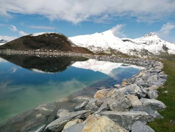 Scenic view of mountains against sky