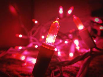 Close-up of illuminated christmas lights