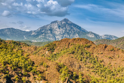 Scenic view of mountains against sky