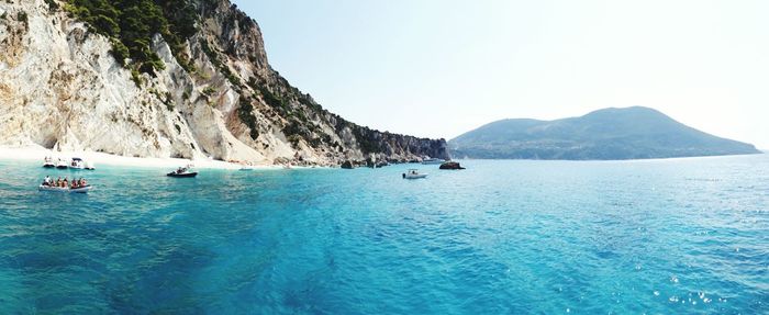 Scenic view of sea against clear sky