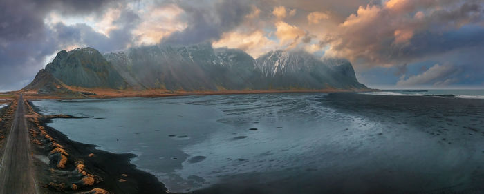 Wonderful picturesque scene near stokksnes cape in iceland.