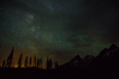 Scenic view of landscape against sky at night