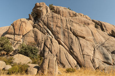 Low angle view of rock formations