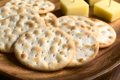 High angle view of cookies on table