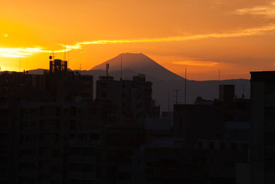 Scenic view of mountains at sunset