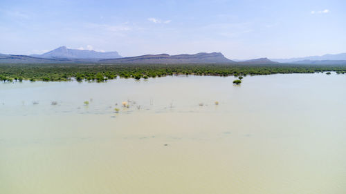 Scenic view of lake against sky