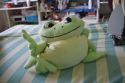 Close-up of stuffed toy on table at home