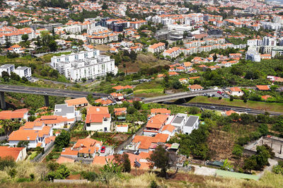 High angle shot of townscape