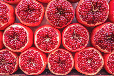 Full frame shot of pomegranate in market stall