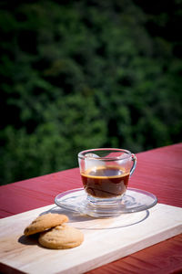 Tea cup on table