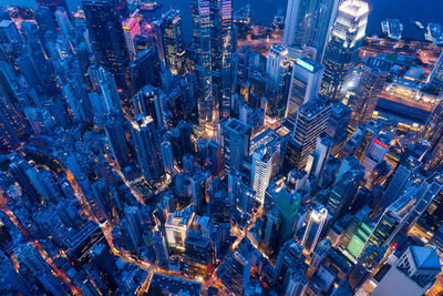 High angle view of city street and buildings