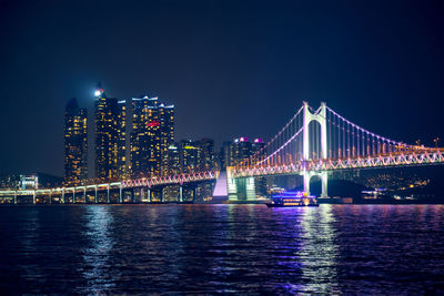Gwangan bridge and skyscrapers in the night. busan, south korea