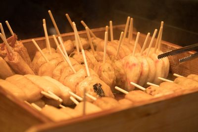 Close-up of meat in container