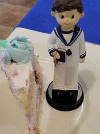 Close-up of ice cream cone on table