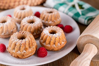 Close-up of dessert in plate on table