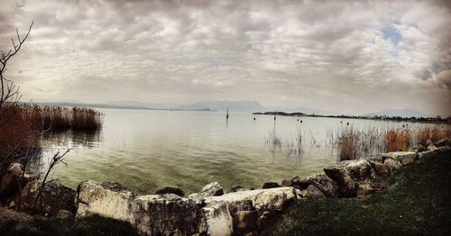 Scenic view of lake against sky