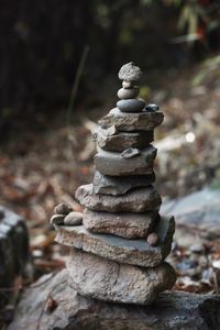 Close-up of stacked stones