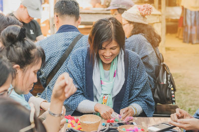People sitting on table