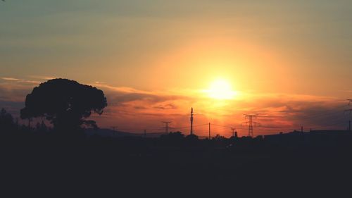 Silhouette landscape at sunset