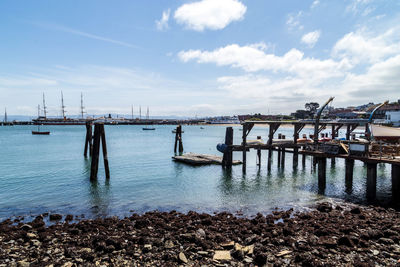 Pier over sea against sky