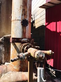 Close-up of pipes on factory