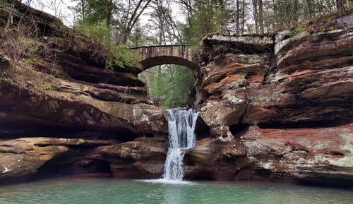 Scenic view of river flowing through rocks