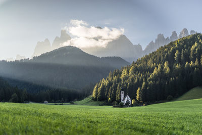 Panoramic view of landscape and mountains against sky