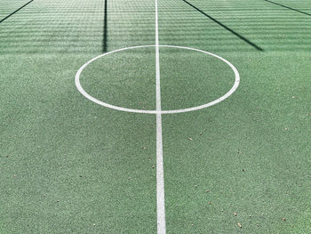 High angle view of soccer field