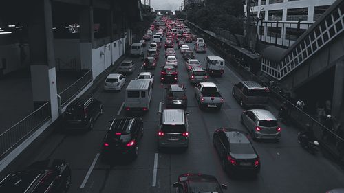 High angle view of traffic on city street