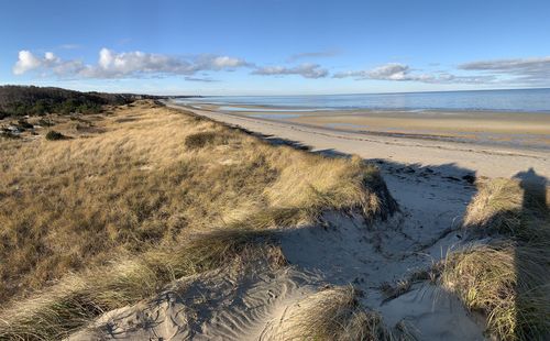 Scenic view of beach against sky