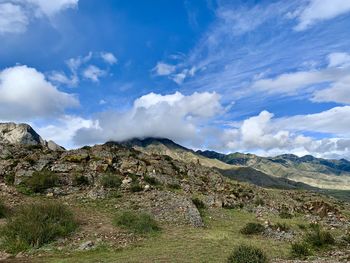 Scenic view of mountains against sky