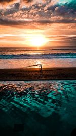 Scenic view of sea against sky during sunset