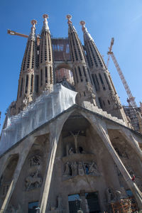 Low angle view of temple building against sky