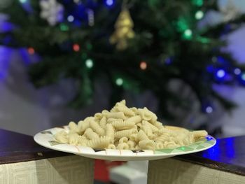 Close-up of food in plate on table