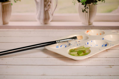 High angle view of food on table