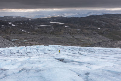 Scenic view of snowcapped mountain against sky