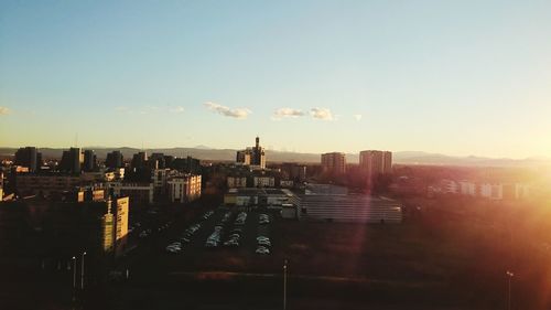 View of city at sunset