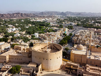 High angle view of buildings in city