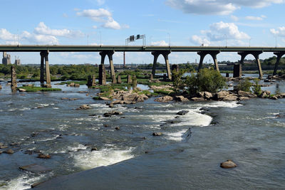 Bridge over river against sky